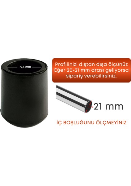 21 mm Pvc Sandalye Profil Ayak Pabucu Sessiz Yumuşak (4 Adet) modelleri