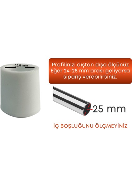 Adem Koç Plastik 25 mm Pvc Sandalye Profil Ayak Pabucu Sessiz Yumuşak (4 Adet)