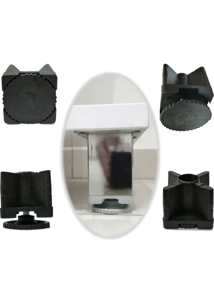 Gizli Ayarlı Masa Ayağı Profil Pabucu Siyah (4 Adet) 30X50 mm