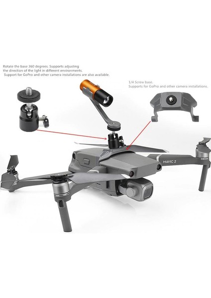 Djı Mavic 2 Pro Için Gece Uçuş Zoomlu Fener Üst Lamba 360° Dönüş