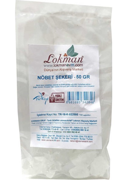 Doğal Nöbet Şekeri 50 gr Paket