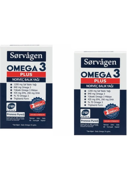 Omega 3 Plus Norveç Balık Yağı 60 Kapsül x 2 Adet