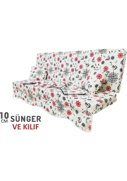 Süngerli Salıncak Minderi Kılıfı 3 Kişilik Kılıf Çapa Bahçe Minderi