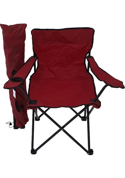Kamp Sandalyesi Piknik Sandalyesi Katlanır Sandalye Taşıma Çantalı Kamp Sandalyesi Kırmızı