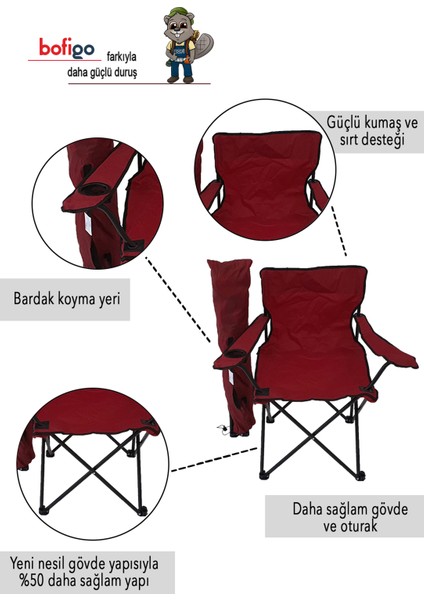 3'lü Kamp Sandalyesi Piknik Sandalyesi Katlanır Sandalye Taşıma Çantalı Kamp Sandalyesi Kırmızı modelleri