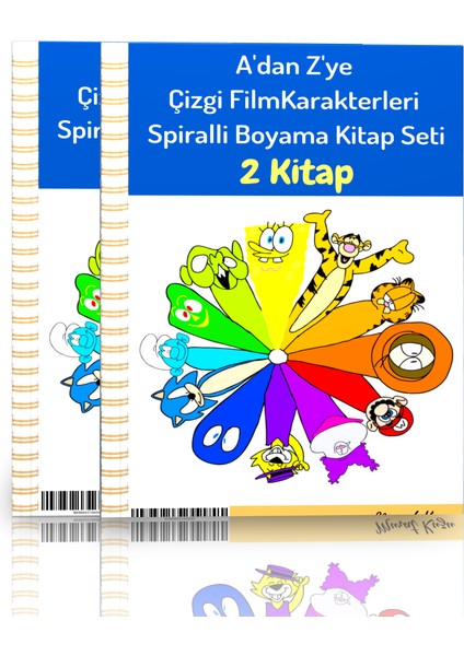 Enine Boyuna Eğitim Adan Zye Çizgi Film Karakterleri Boyama Kitap Seti (2 Kitap)