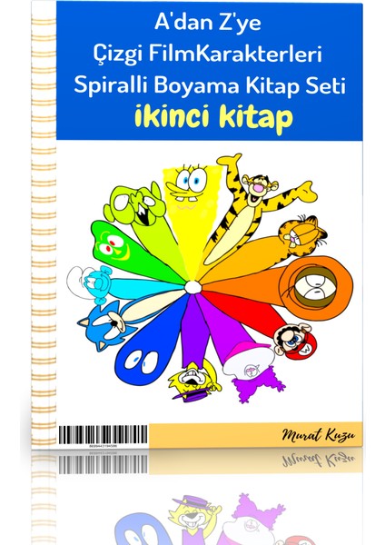 Enine Boyuna Eğitim Adan Zye Çizgi Film Karakterleri Boyama Kitap Seti (2 Kitap) modelleri