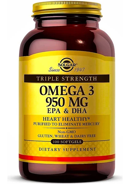 Solgar, Omega-3, Epa & Dha, Triple Strength, 950 Mg, 100 Softgels