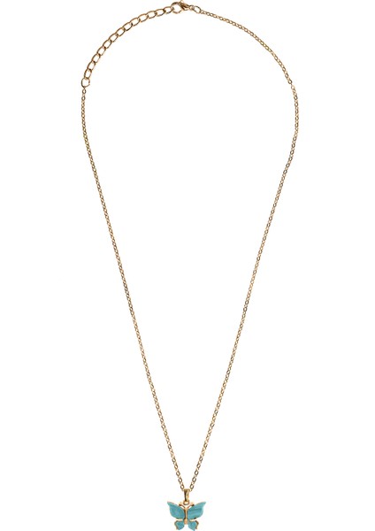 Kadın Altın Renk Kaplama Sedef Taşlı Kelebek Figürlü Zincir Kolye indirimleri
