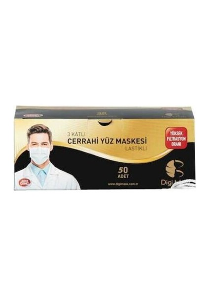 Lastikli Telli Cerrahi Maske 1 Kutu 50 Adet