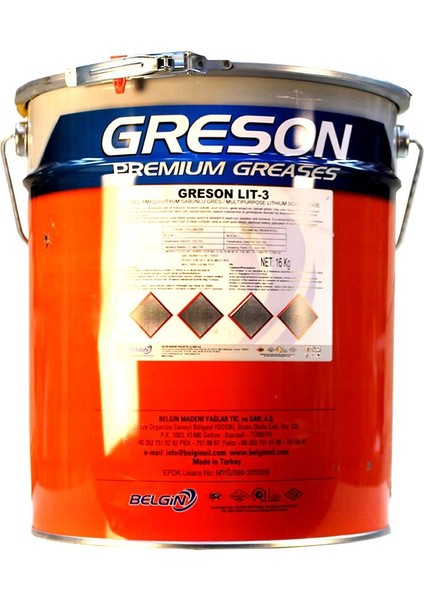 Greson Lıt Ep 3 16 kg Lityum Sabunlu Endüstriyel Gres