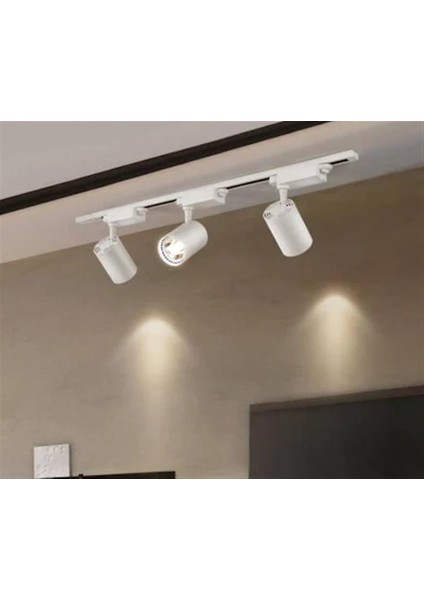 Masiva 30W 1 M Raylı 3'lü LED Ray Spot Lamba Armatür Beyaz Kasa Gün Işığı