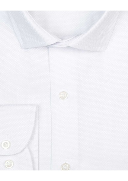 Slim Fit Armür Desenli Beyaz Erkek Gömlek fiyatları