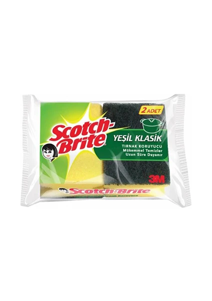 Scotch Brite Yeşil Klasik Bulaşık Süngeri 2li Oluklu