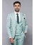 Erkek Ekose Ceket Yelekli Slim Fit Takım Elbise 1