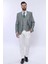 Erkek Çizgili Ceketli Yelekli Slim Fit Takım Elbise 2