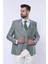 Erkek Çizgili Ceketli Yelekli Slim Fit Takım Elbise 3