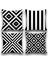Çift Taraflı Siyah Geometri Desenli 4 Lü Set Dijital Baskılı Kırlent Kılıfı 43 x 43 1