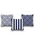 Çift Taraflı 3 Lü Set Lacivert Geometri Desen Dijital Baskılı Kırlent Kılıfı 35 x 50 cm 1
