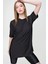 Kadın Yırtmaçlı Fitilli Oversize Uzun Tişört 1