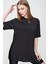 Kadın Yırtmaçlı Fitilli Oversize Uzun Tişört 4