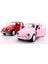 2 Adet Çek-Bırak Metal Vosvos Araba Dıe Cast Büyük Boy 12CM Pembe-Kırmızı 3