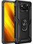 Xiaomi Poco X3 Kılıf Çift Katmanlı Yüzüklü Manyetik Vega Kapak + Tam Kaplayan 6d Nano Ekran Koruyucu Siyah 1