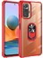 Caseworld Xiaomi Redmi Note 10 Pro Kapak Şeffaf Yüzüklü Kenar Korumalı Standlı Kılıf - Kırmızı 1