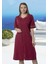 Kısa Kol Bordo Renk Yazlık Kadın Elbise 1