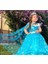 Peoniakids Kız Çocuk Mavi Frozen Elsa Çocuk Kostümü - Sim Dökülmeyen Uzun Kol Pelerinli Ful Set Frozen Elsa Çocuk Elbise 1