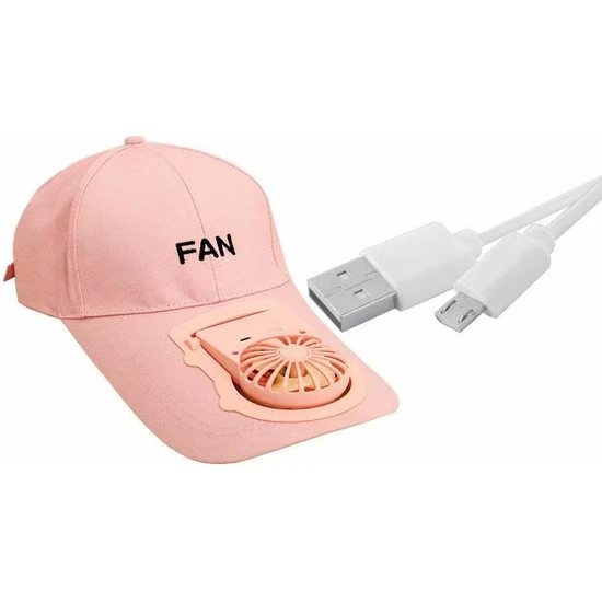 Fada Fanlı Serinletici USB Şarjlı Şapka-Pembe (Yurt Dışından)