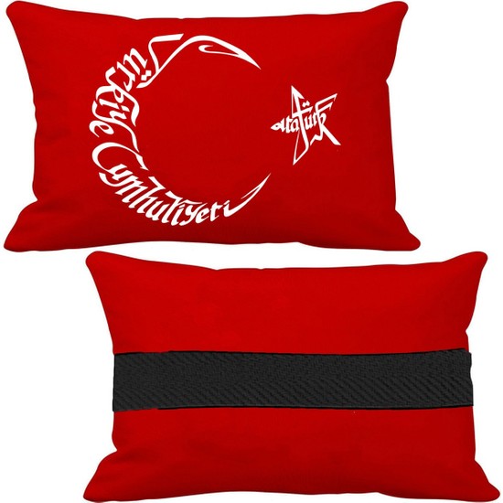 Öziron Fiat Idea Oto Uyumlu Koltuk Boyun Yastığı Bayrak Logolu Kırmızı Yastık