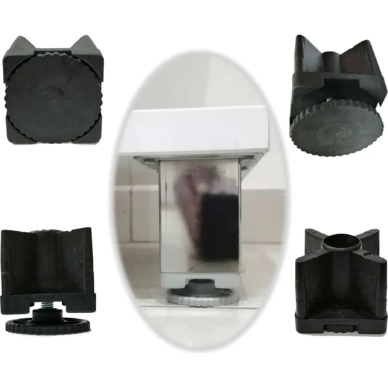 Adem Koç Plastik Gizli Ayarlı Masa Ayağı Profil Pabucu Siyah (4 Adet) 30X40 mm