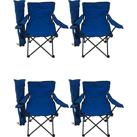 Bofigo 4'lü Kamp Sandalyesi Piknik Sandalyesi Katlanır Sandalye Taşıma Çantalı Kamp Sandalyesi Mavi