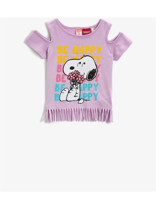 Koton Kız Bebek Snoopy Tişört Lisanslı Baskılı Püsküllü Pamuklu