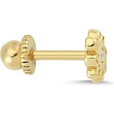 Altın Sepeti Altınsepeti Altın Çiçekli Helix Piercing AS69PC