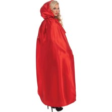 Erpa Kırmızı Renk Saten Pelerin Halloween Pelerin 140 cm