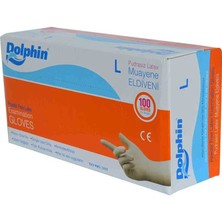 Dolphin Pudrasız Beyaz Eldiven Latex   Büyük Boy (L) 100 Lü Paket