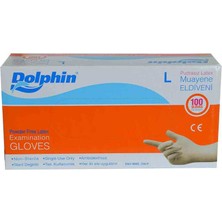 Dolphin Pudrasız Beyaz Eldiven Latex   Büyük Boy (L) 100 Lü Paket