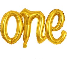 Patladı Gitti One Gold Folyo Balon - Bebek Çocuk Parti Kutlama Seti