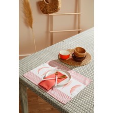 Ays Home Pudra Çizgili Tüy Desen 4'lü Amerikan Servis Set