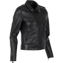 By Motto Jasmine Biker Bayan Hakiki Deri Ceket