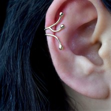 Lilarote Altın Kıkırdak Küpe