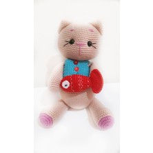 Kırmızı Balıklı Kedi Amigurumi Oyuncak