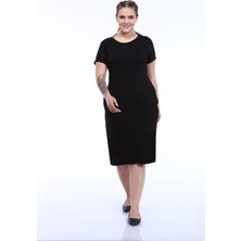 Modayız Kısakol Cepli Siyah Büyük Beden Elbise 29E-1797