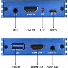 USB 3.0 4K HDMI Video Kaydedici 1080P Canlı Yayın Mikrofon Girişli Hdmi Capture