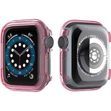 Smcase Apple Watch Uyumlu Series 3 4 5 6 38MM Kordon Önü Arkası Açık Renkli Silikon Pembe