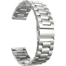 Smcase Samsung Galaxy Watch Active 4 40MM Kordon Metal Sıralı Kordon Gümüş