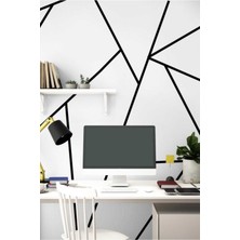 Piksel Grafik Mat Siyah Şerit Dekor Bandı Duvar Stickerı