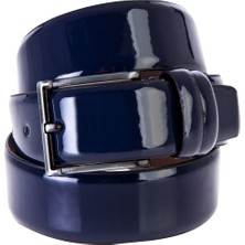 Nacar Çarşı Erkek Lacivert Rugan Hakiki Deri Klasik Kemer